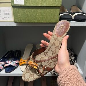 Gucci Women's Brown Monogram Mules